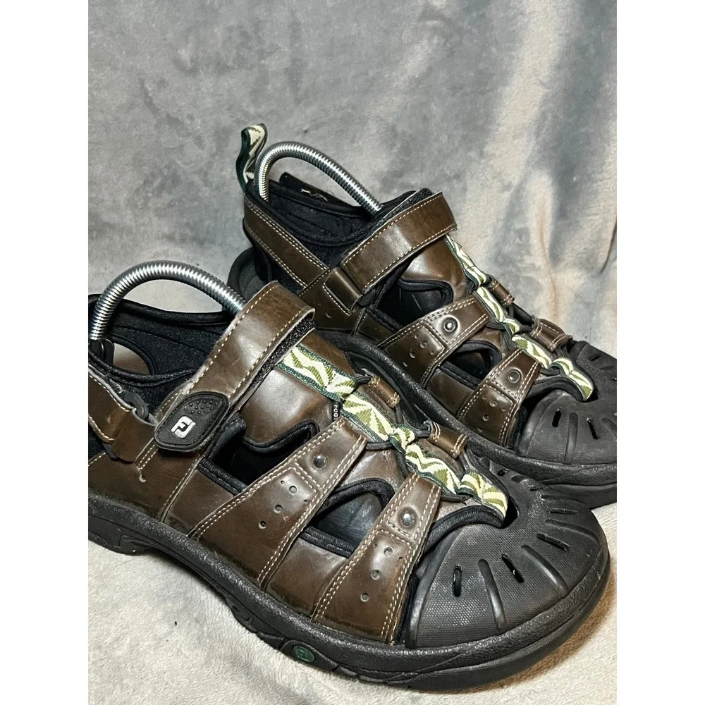 FootJoy Golf Sandals Shoes Mens 9M Brown Leather GreenJoys Spiked Sport